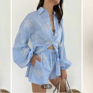 Commense Light Blue Women's Shorts Set